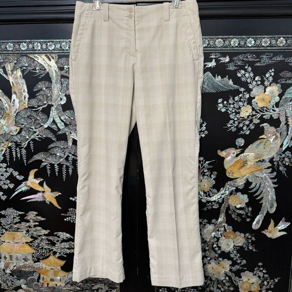 Nike Golf Dri-Fit Windowpane Plaid Beige Chino Casual Dress Pants M (32x28.5) - Picture 1 of 14